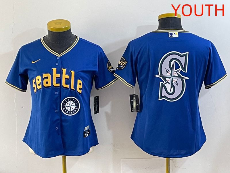 Youth 2025 Seattle Mariners Blank Blue City Edition Nike MLB Jersey style 9